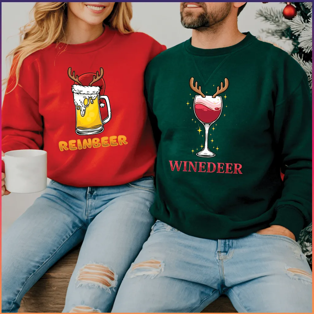 ReinBeer & WineDeer Christmas drinking shirts