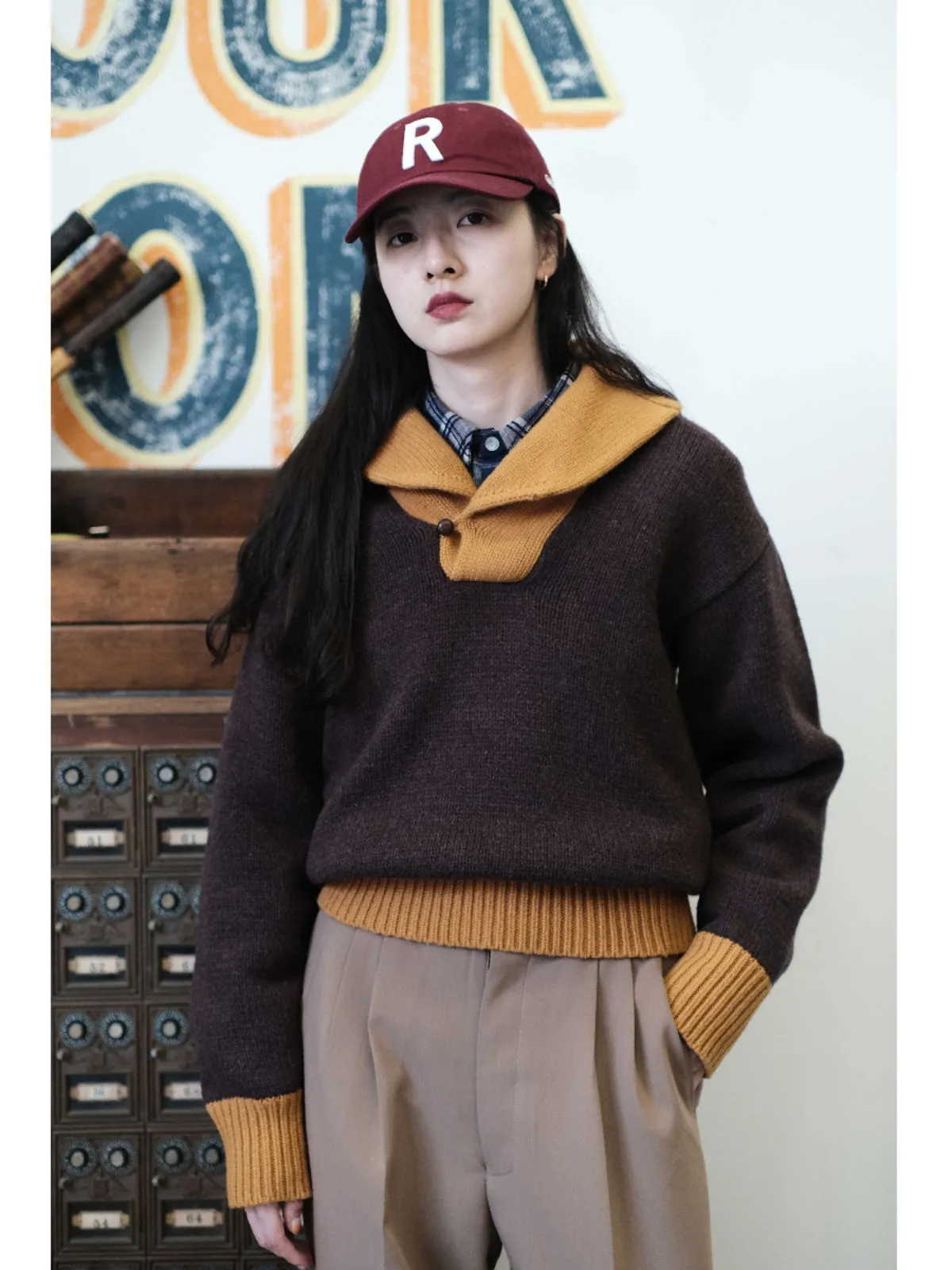 Retro Two-Tone Varsity Sweater