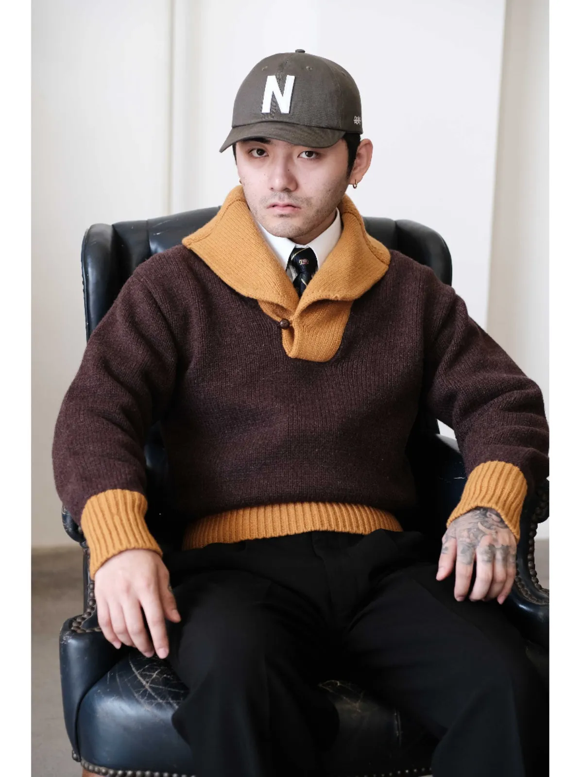 Retro Two-Tone Varsity Sweater