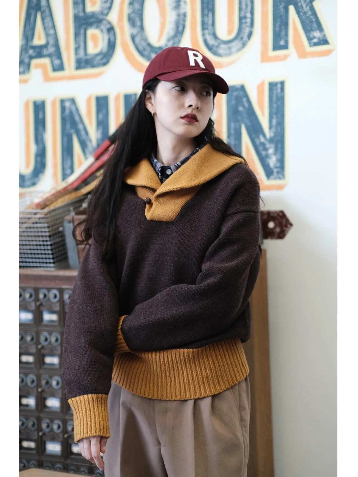Retro Two-Tone Varsity Sweater