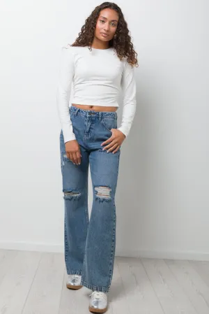 Rip And Repair Denim Jeans Light  Blue