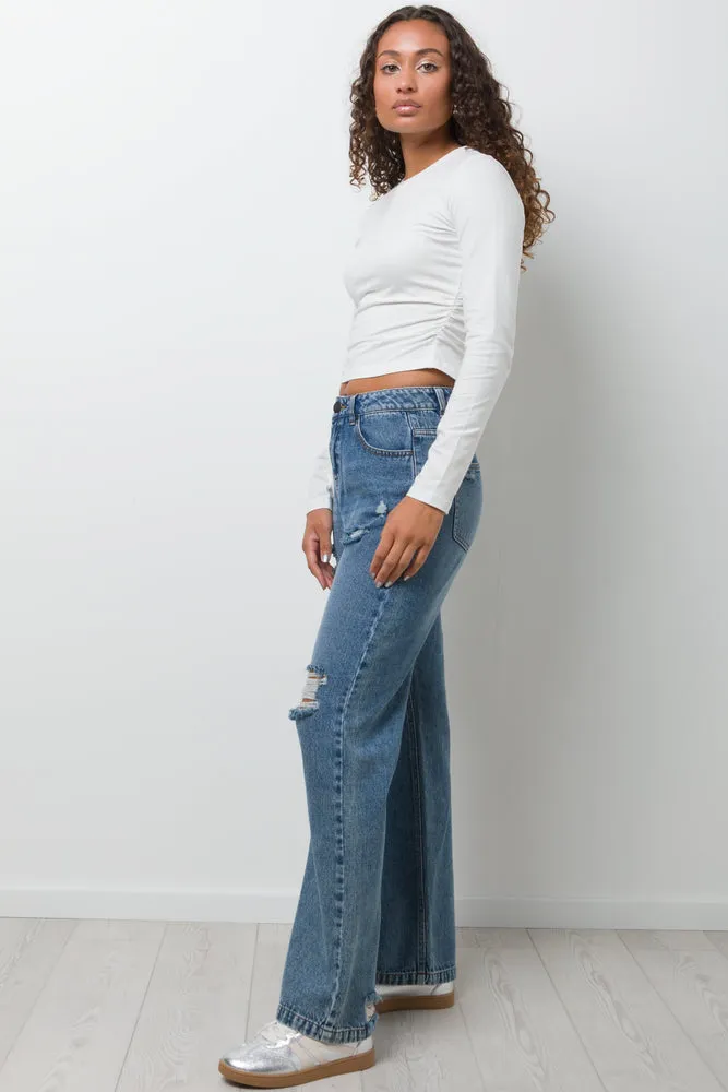 Rip And Repair Denim Jeans Light  Blue