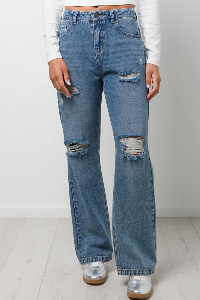 Rip And Repair Denim Jeans Light  Blue