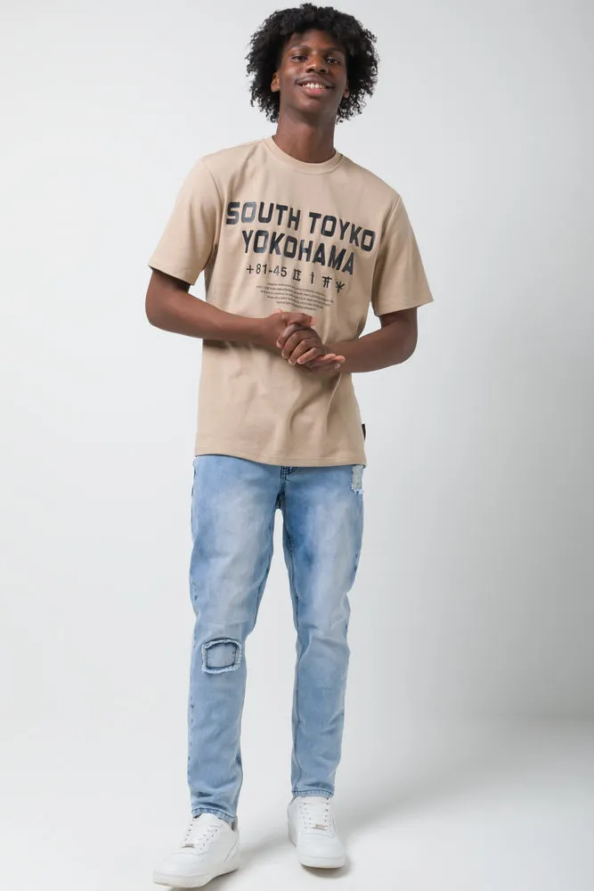 Ripped Skinny Denim Jeans Light Blue