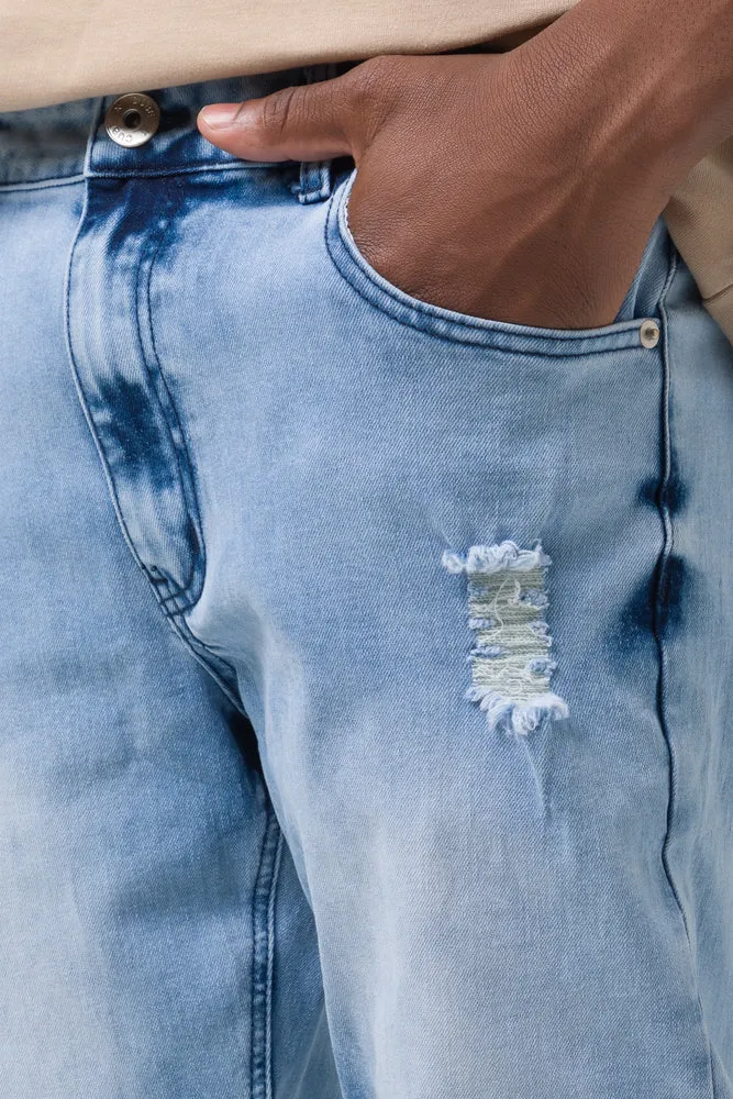 Ripped Skinny Denim Jeans Light Blue