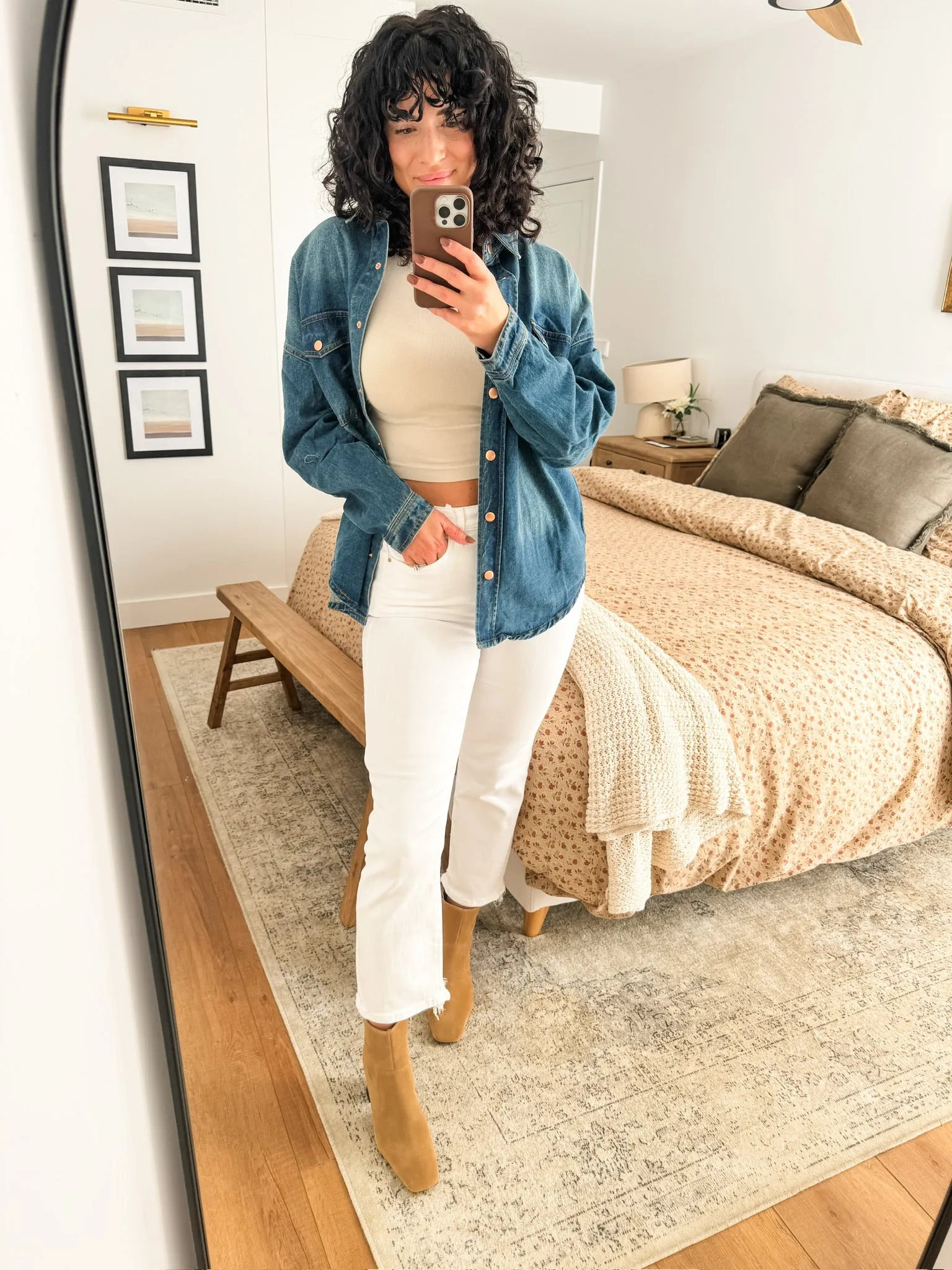 RISEN Snap Down Long Sleeve Denim Shacket