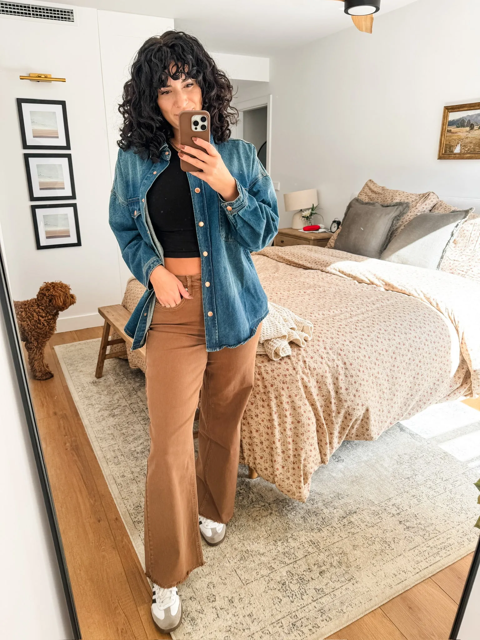 RISEN Snap Down Long Sleeve Denim Shacket