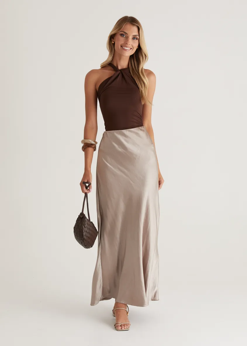 Rosalie Midi Skirt - Taupe