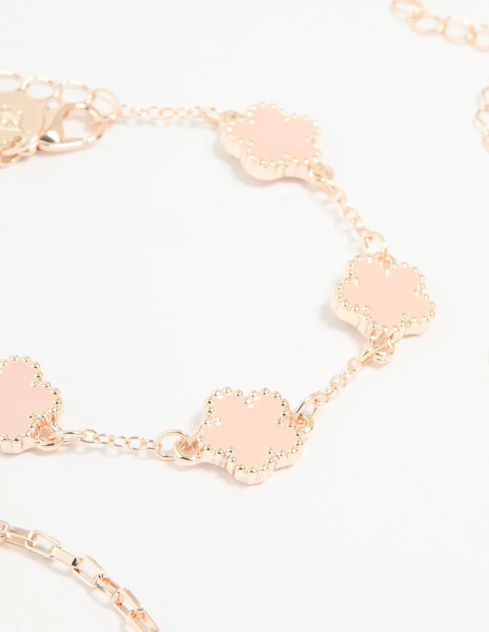 Rose Gold Flower & Chain Bracelets 3-Pack