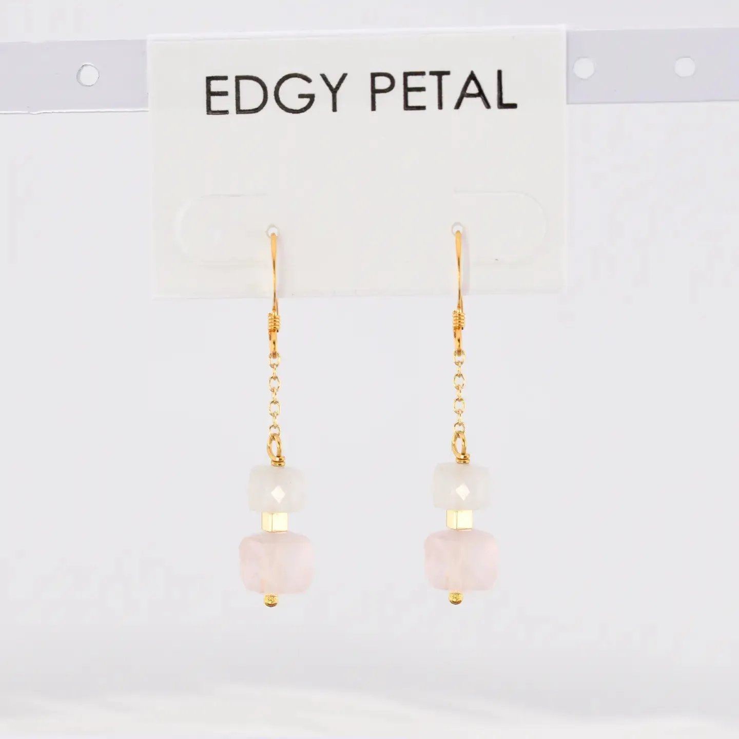 Rose Moon Cube Chain Earrings