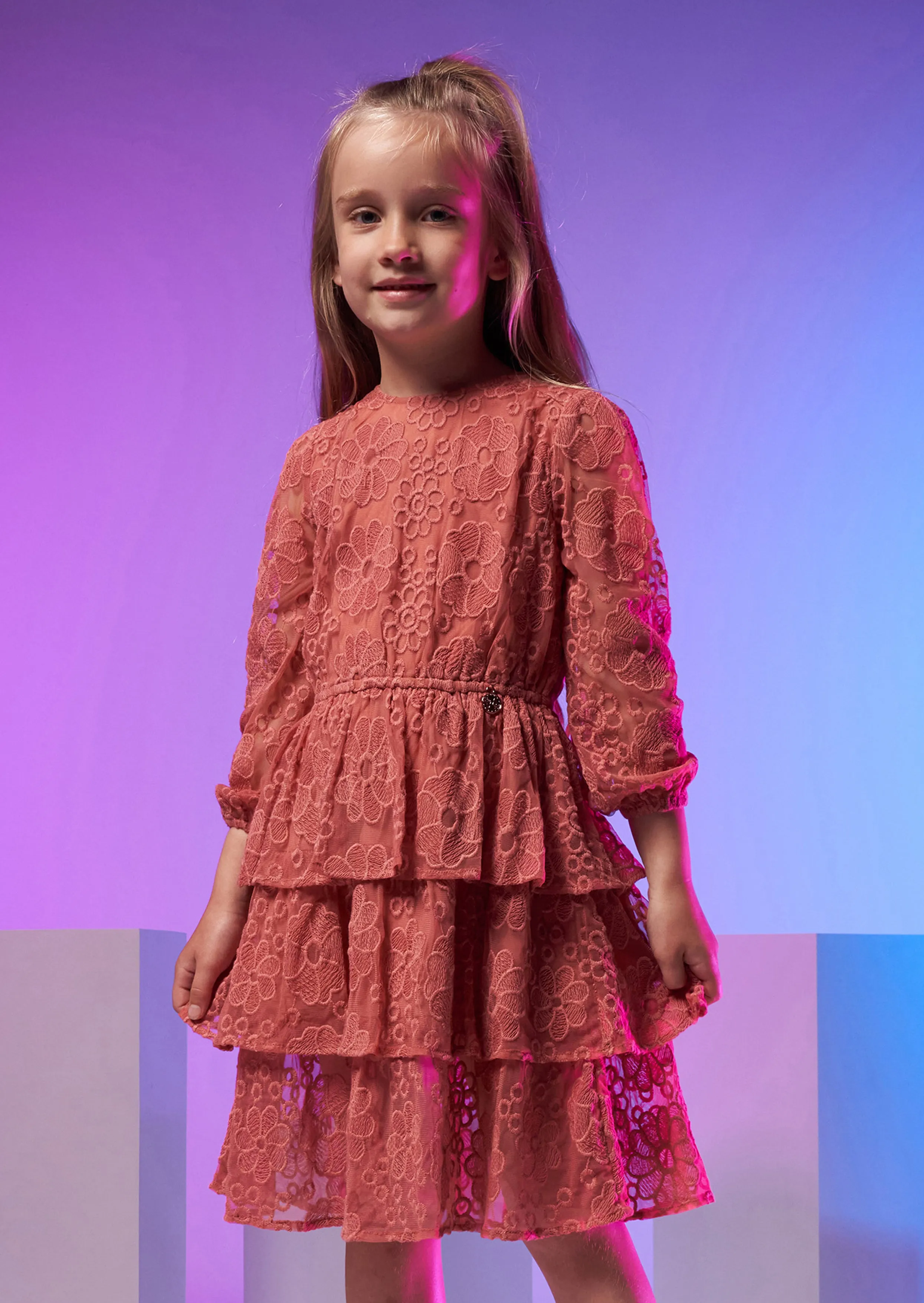 Rose Tiered Lace Dress