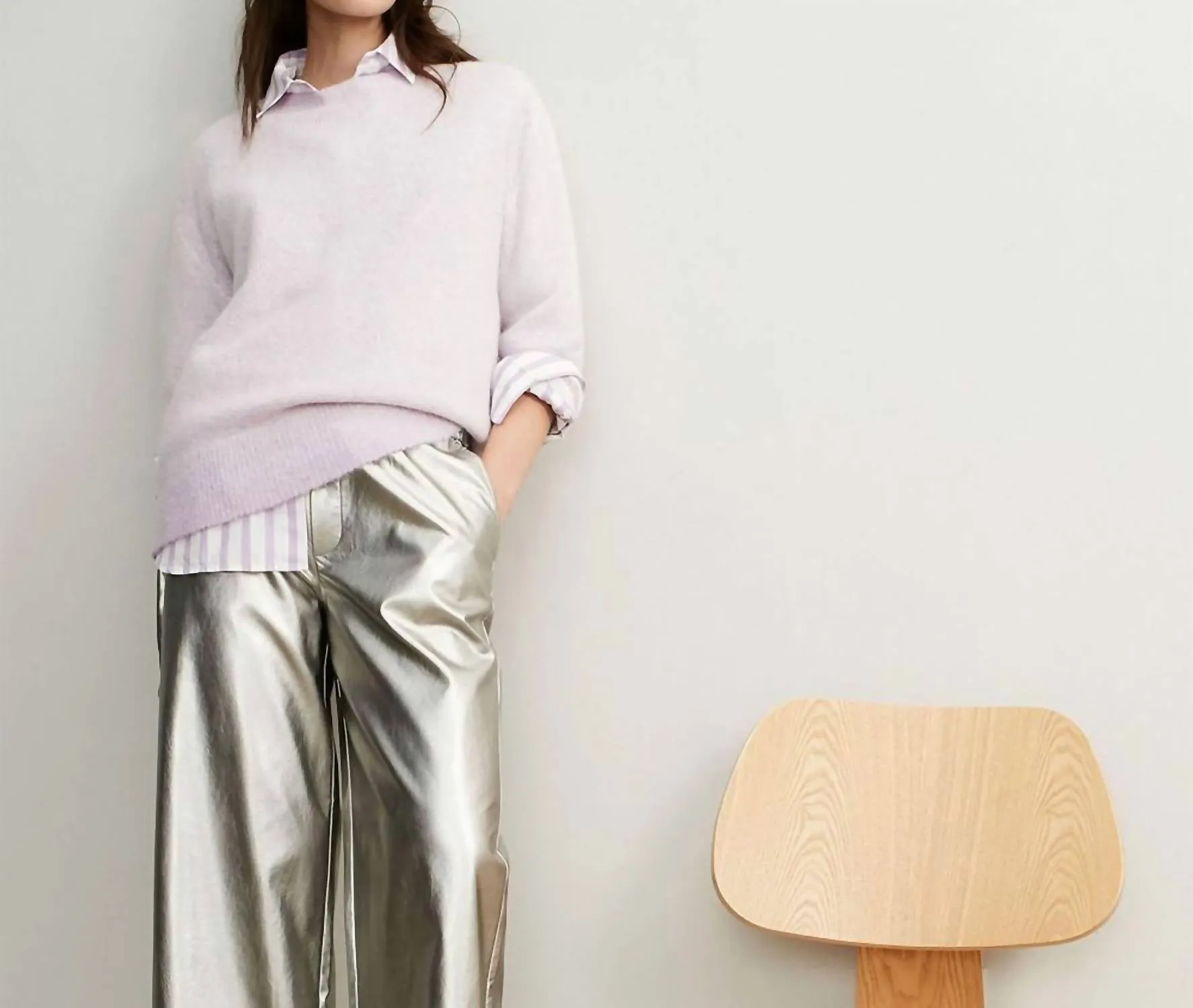 Round Neck Jumper In Lilac