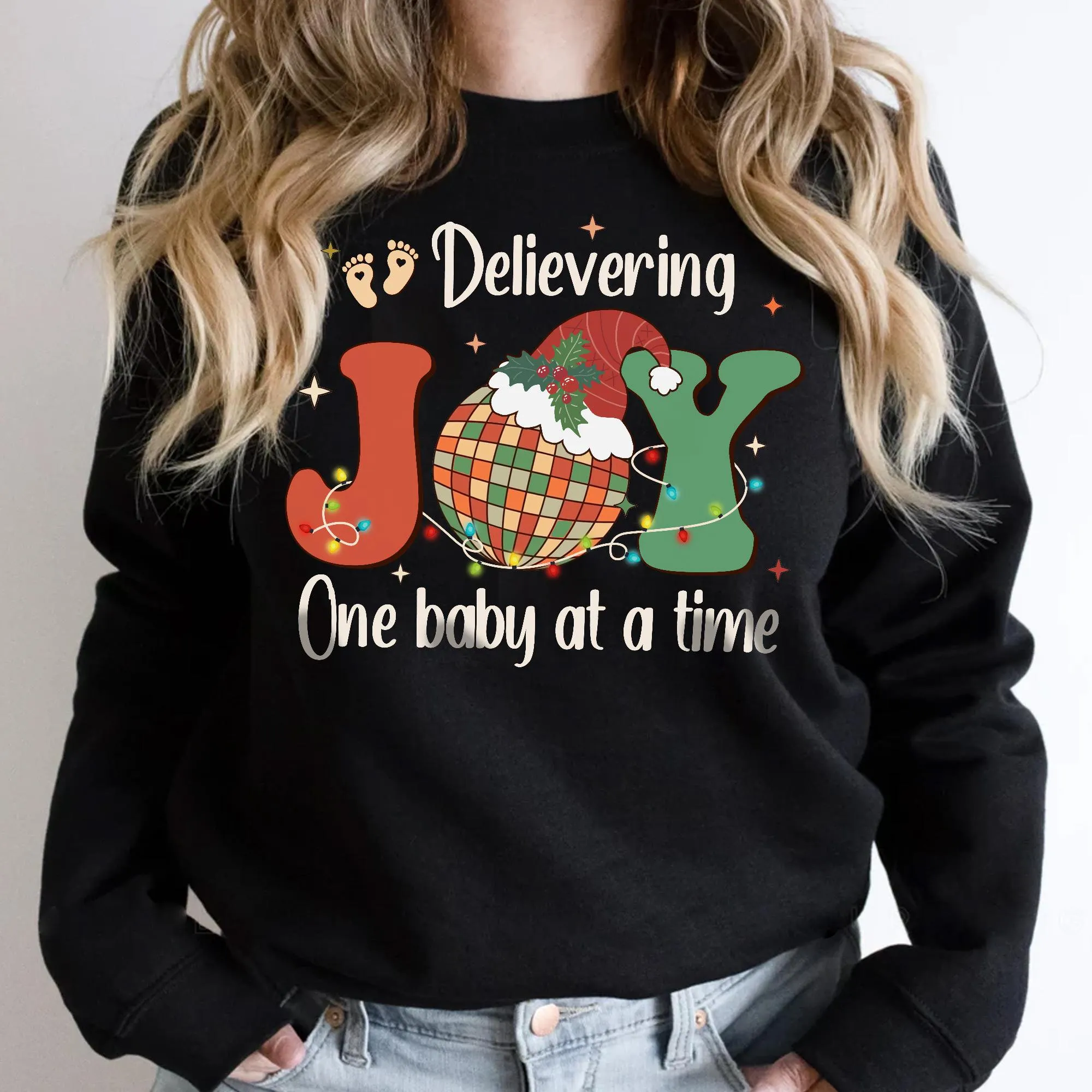 Sandjest Delivering Joy Labor and Delivery Christmas Shirt, L&d Nurse Christmas T-Shirt, Holiday Labor Nurse Gift, Labor & Delivering Nurse T-Shirt