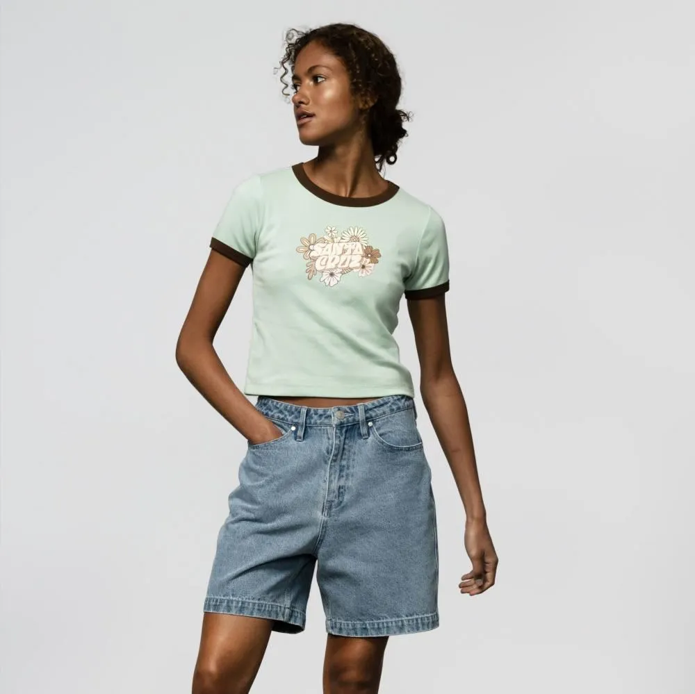 Santa Cruz Womens T-Shirt Vibes Front Ringer - Fresh Mint