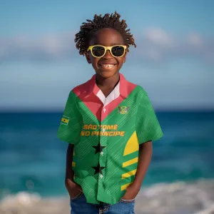 Sao Tome and Principe Football Custom Kid Hawaiian Shirt Sporty Style - Green Color LT15