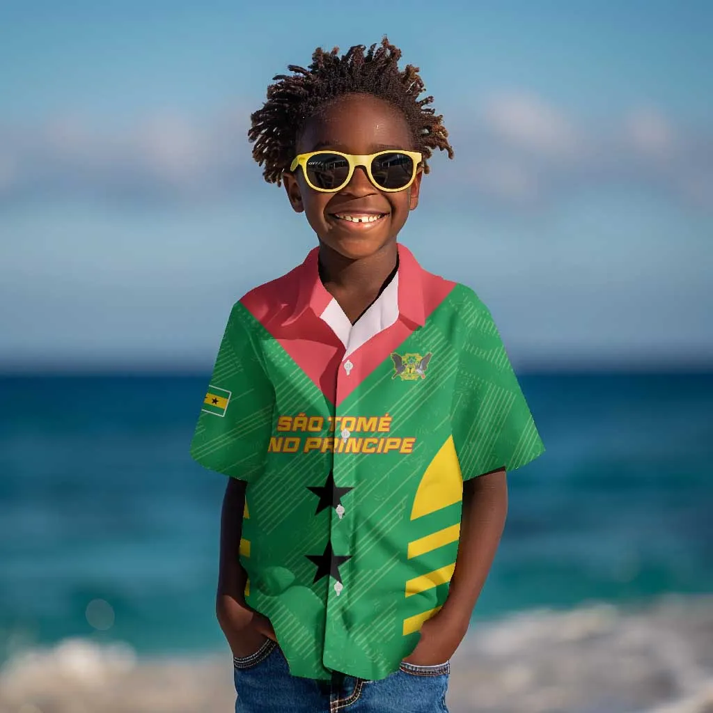 Sao Tome and Principe Football Custom Kid Hawaiian Shirt Sporty Style - Green Color LT15