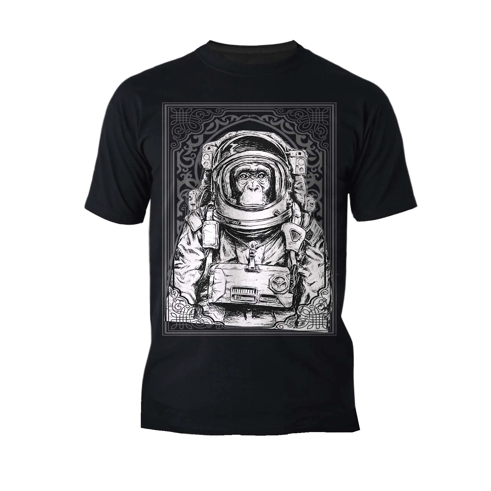 Science Space Monkey Astronaut Launch Nerdy Geek Chic Ironic Official Men's T-shirt