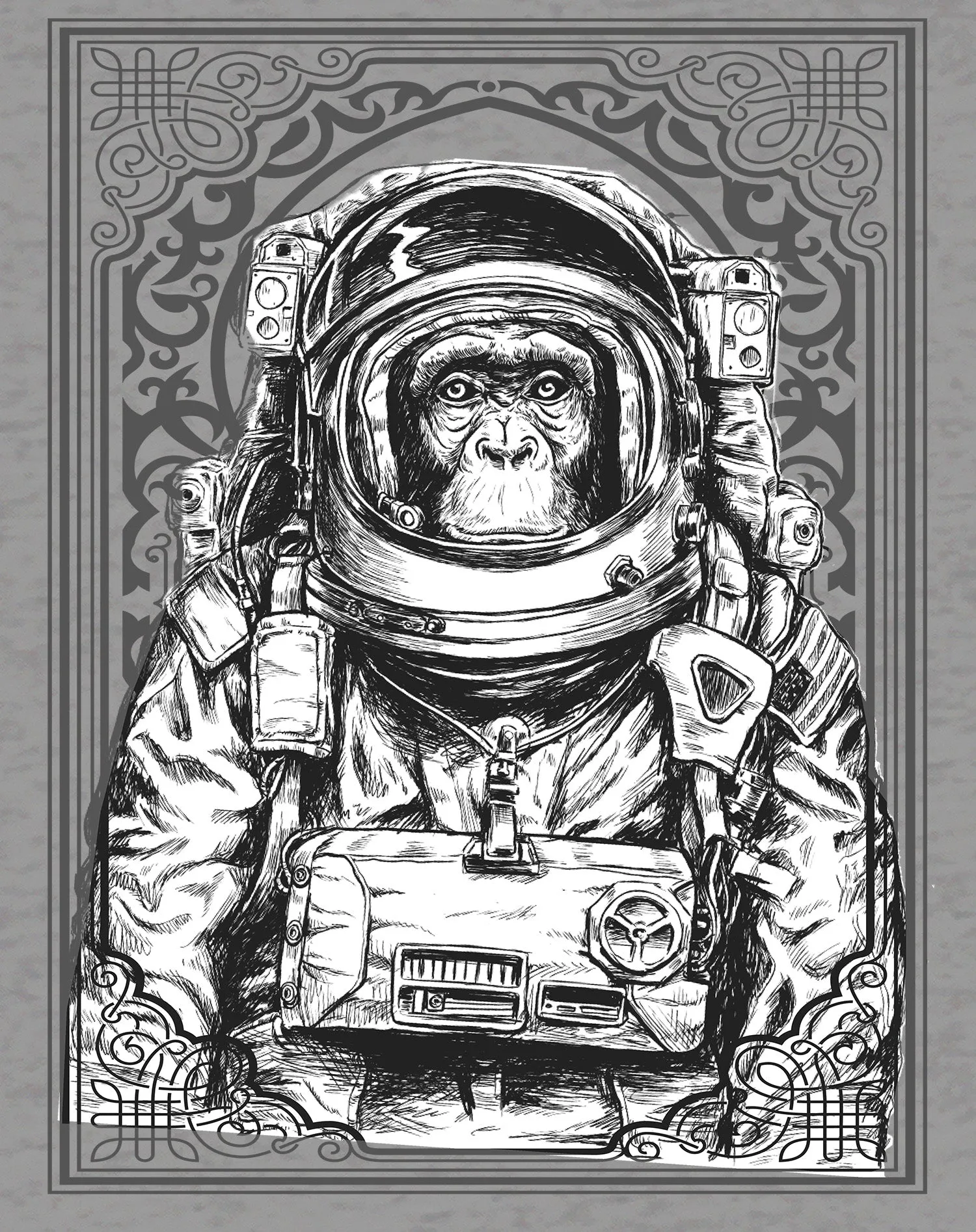 Science Space Monkey Astronaut Launch Nerdy Geek Chic Ironic Official Men's T-shirt