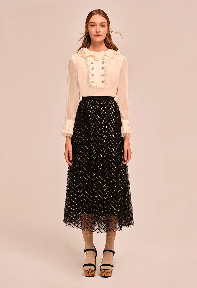 See-through sequined mesh skirt
