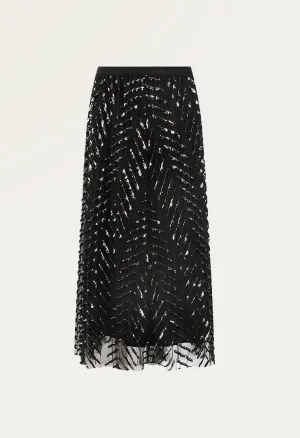 See-through sequined mesh skirt