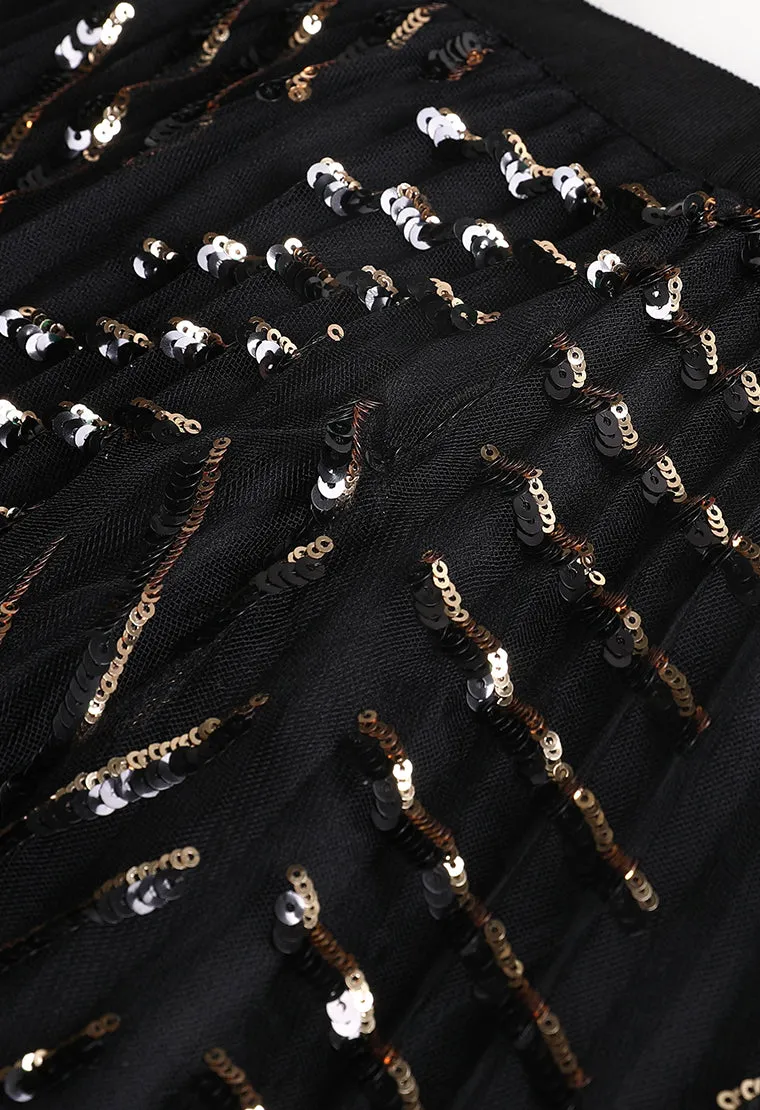 See-through sequined mesh skirt
