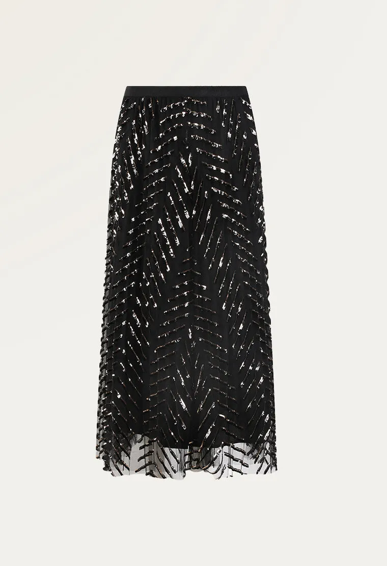 See-through sequined mesh skirt
