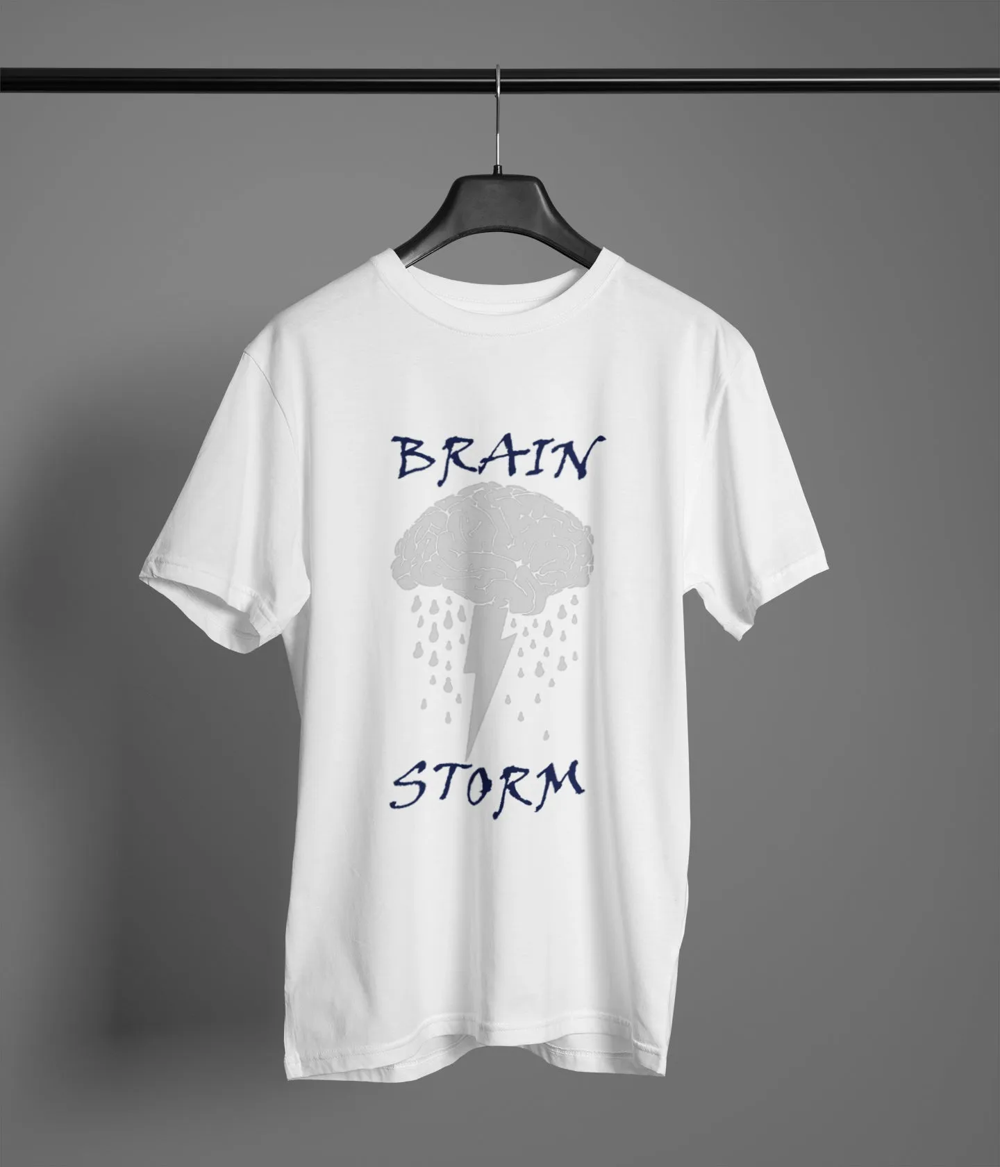 Semantic Half Sleeve Cotton T-shirt - Printed Brain Storm