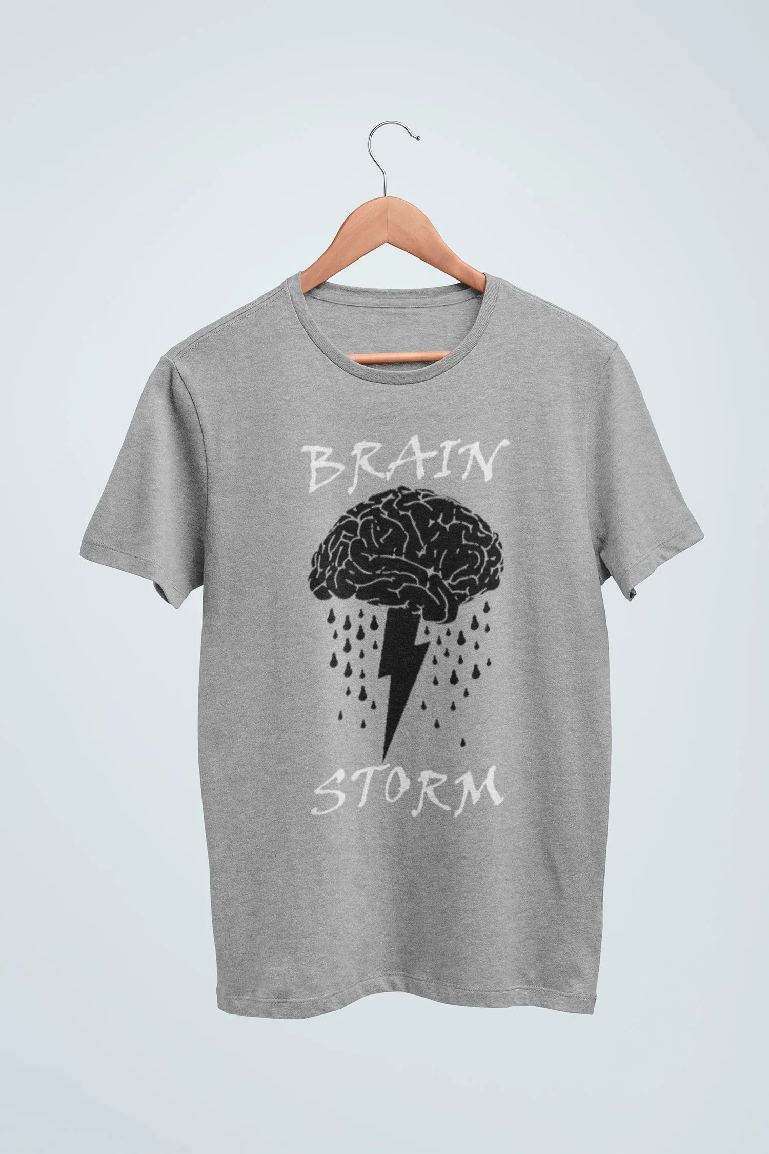 Semantic Half Sleeve Cotton T-shirt - Printed Brain Storm