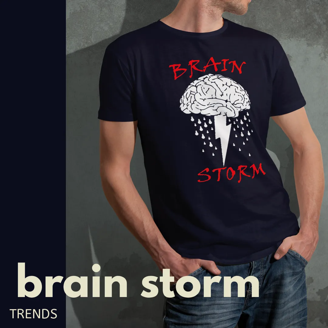 Semantic Half Sleeve Cotton T-shirt - Printed Brain Storm