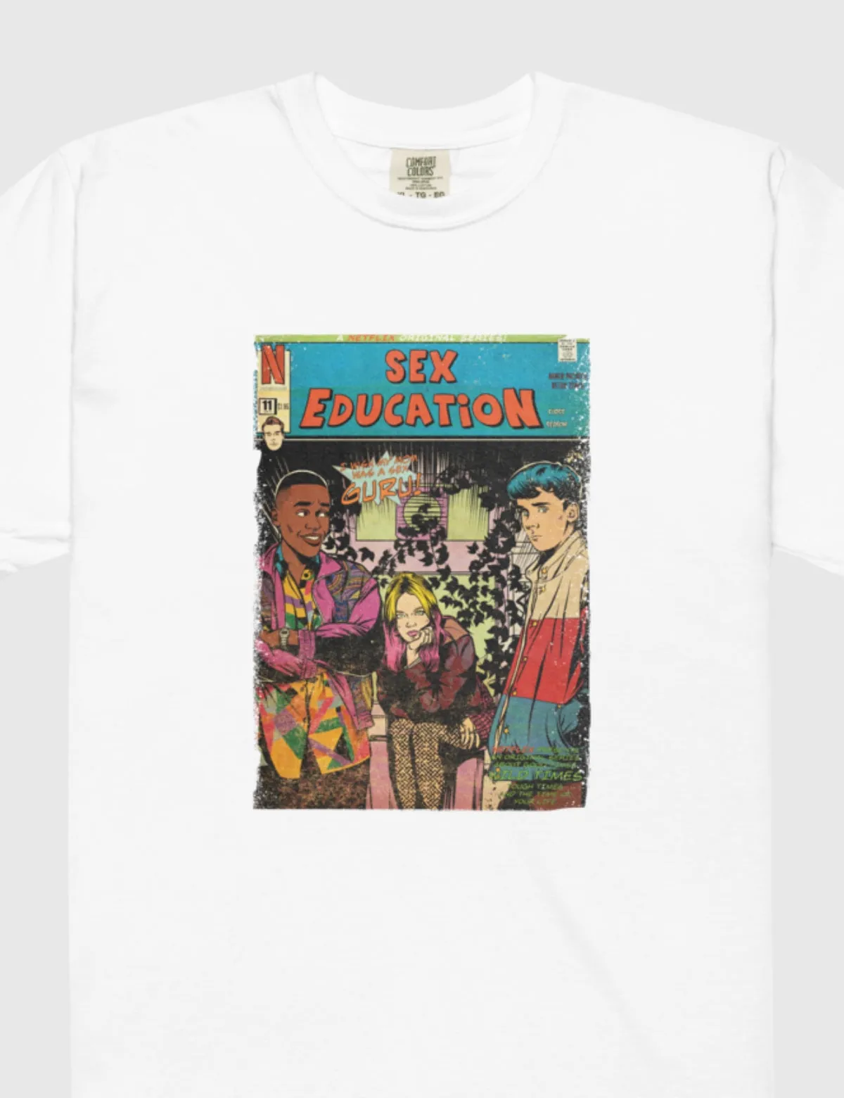 Sex Education Blue Comic Unisex Heavyweight T-Shirt [White]