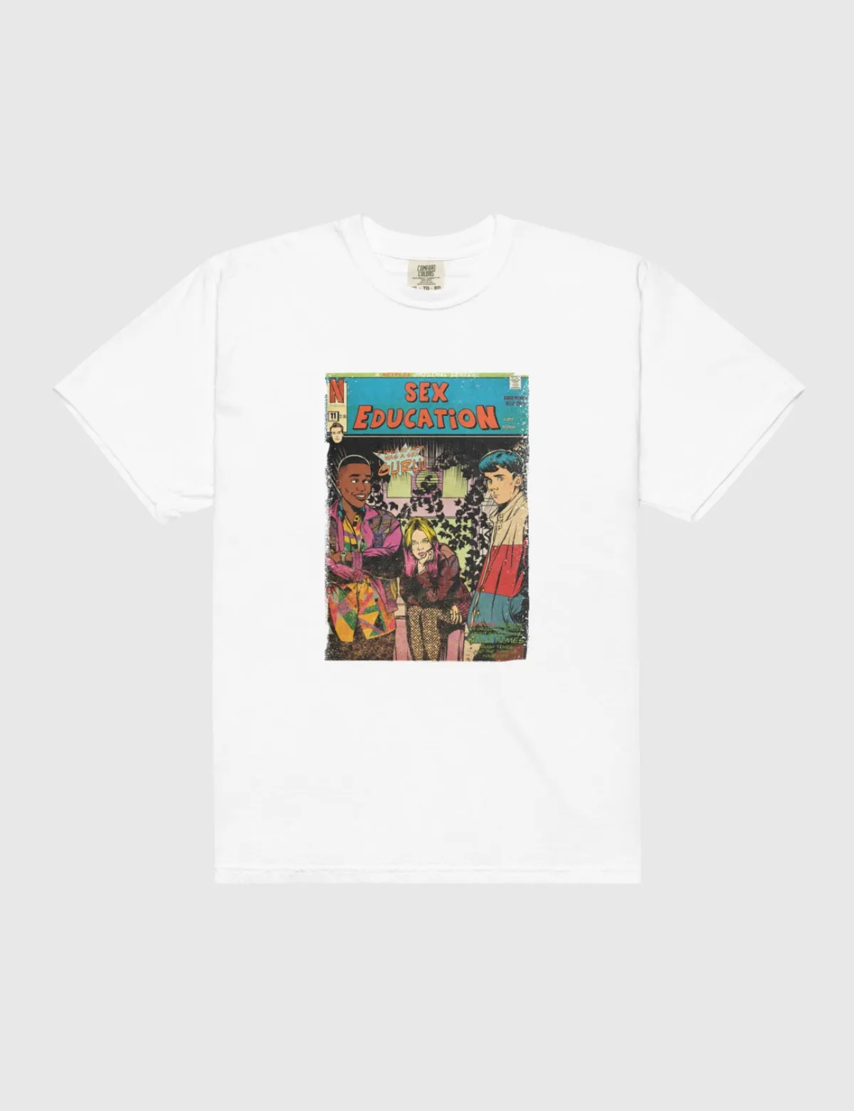 Sex Education Blue Comic Unisex Heavyweight T-Shirt [White]