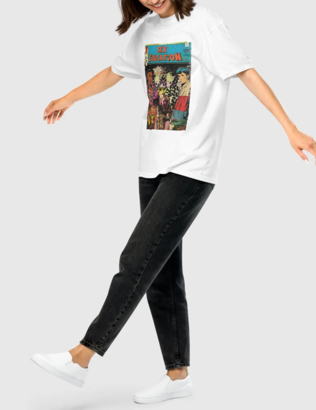 Sex Education Blue Comic Unisex Heavyweight T-Shirt [White]