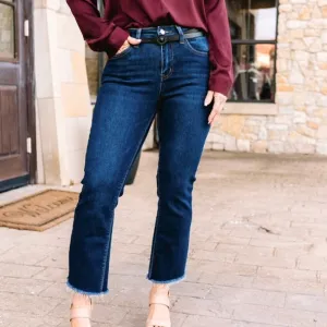 Shelby High Rise Raw Step Hem Crop Flare Jeans