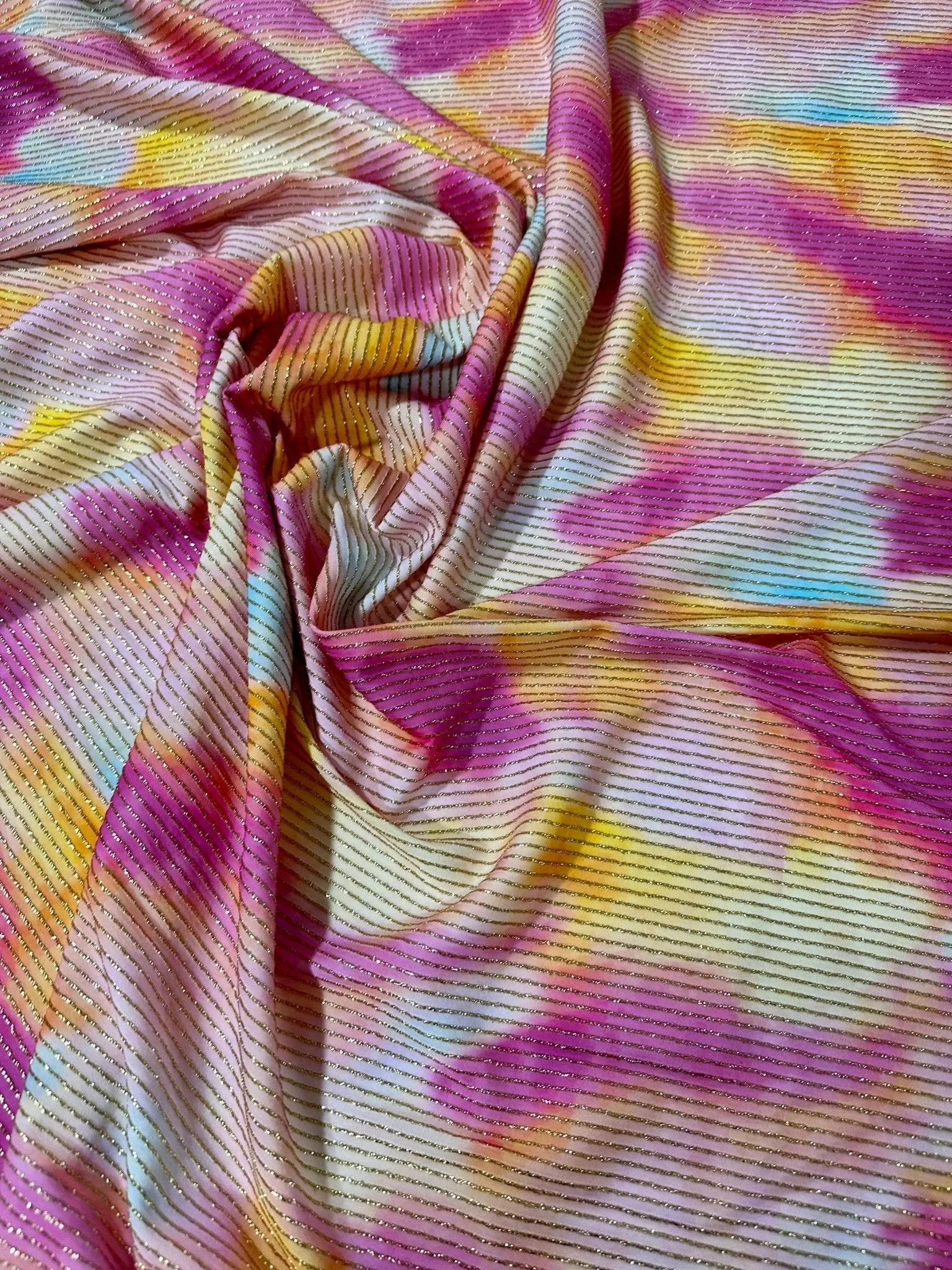 Shimmer Tie Dye Ottoman Fabric - Soft 4-Way Stretch for Stylish Decor