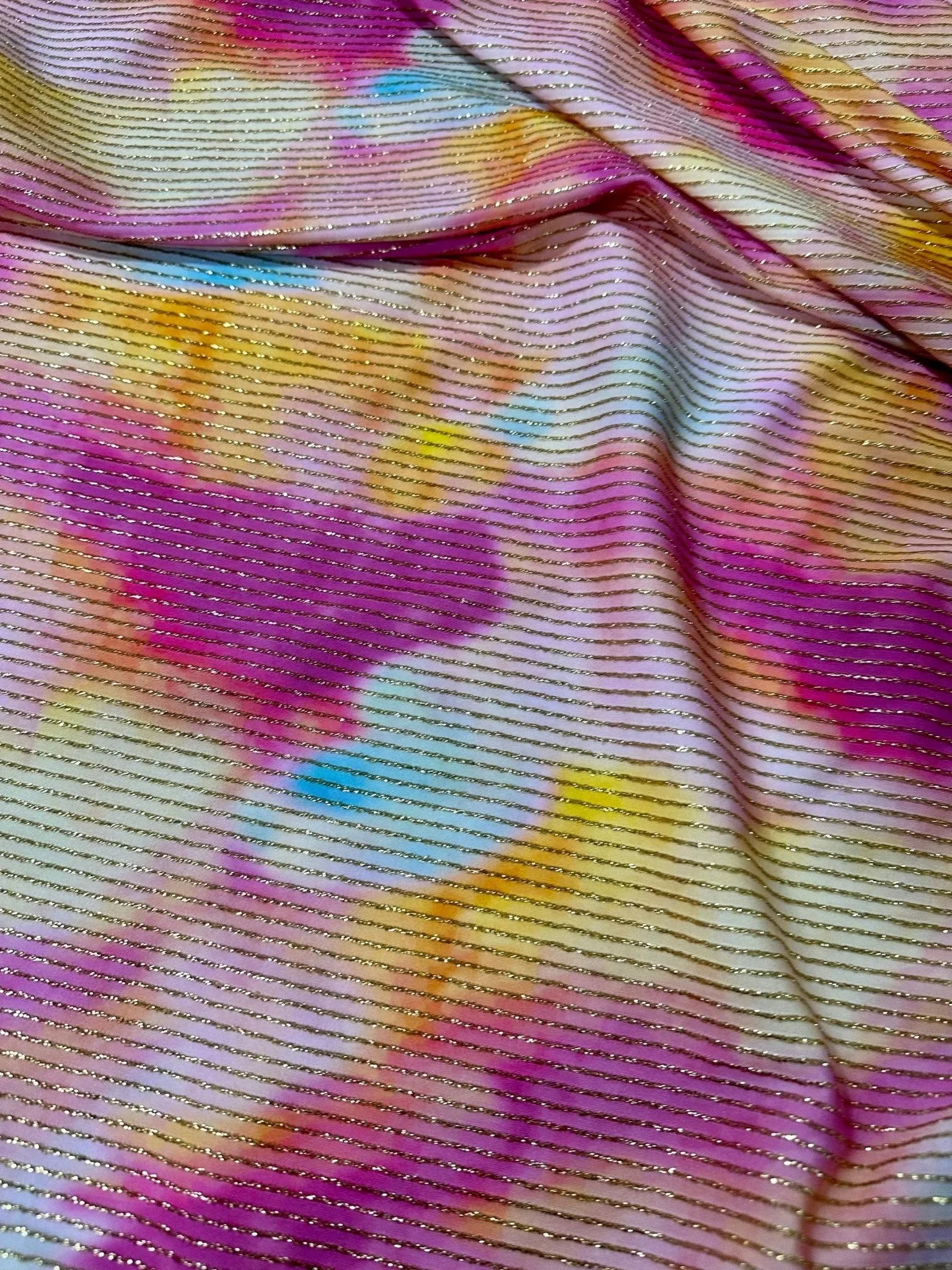 Shimmer Tie Dye Ottoman Fabric - Soft 4-Way Stretch for Stylish Decor