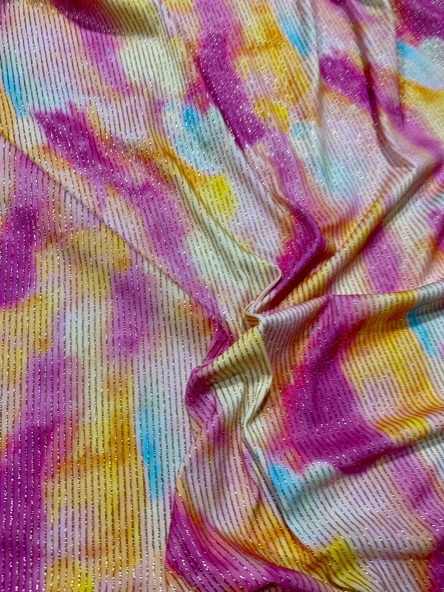 Shimmer Tie Dye Ottoman Fabric - Soft 4-Way Stretch for Stylish Decor