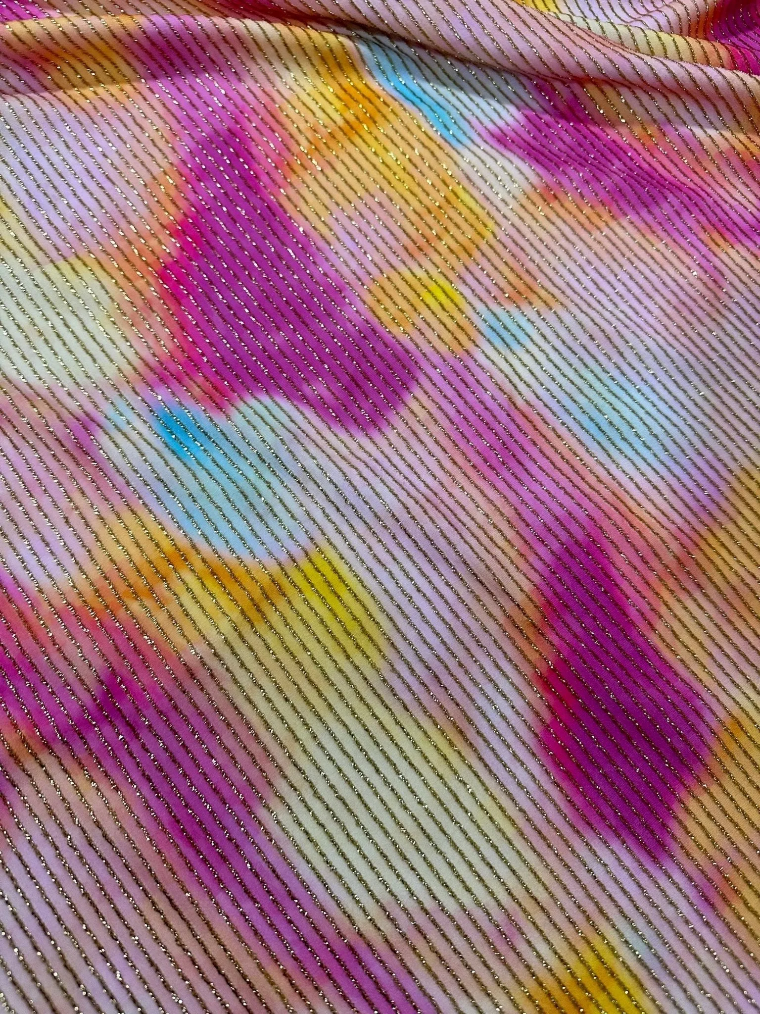 Shimmer Tie Dye Ottoman Fabric - Soft 4-Way Stretch for Stylish Decor
