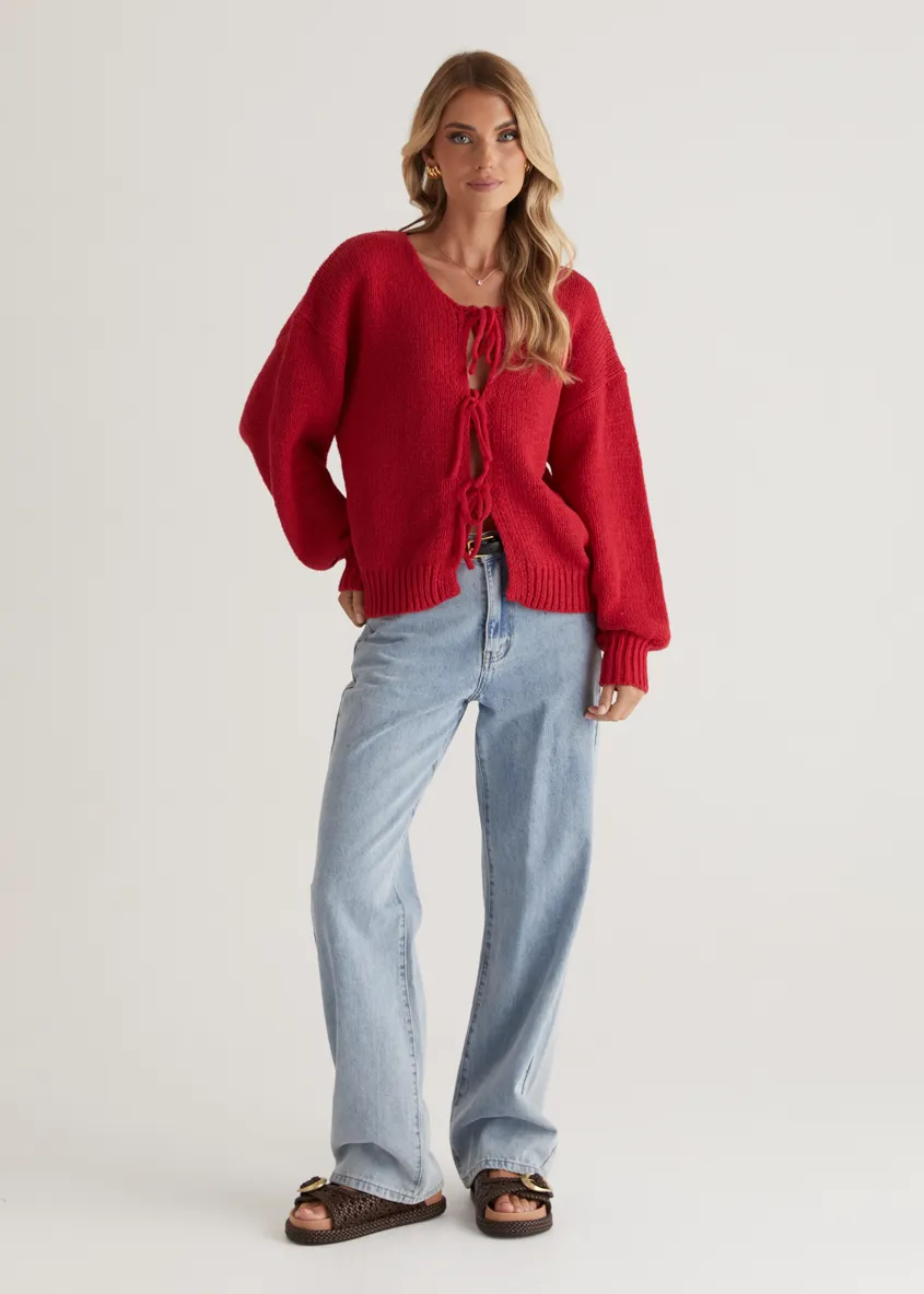 Shona Tie Sweater - Red