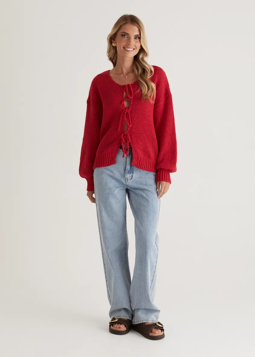 Shona Tie Sweater - Red