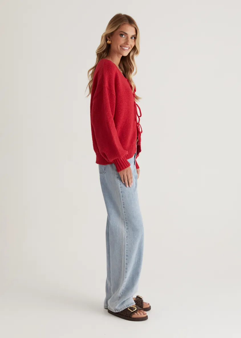 Shona Tie Sweater - Red