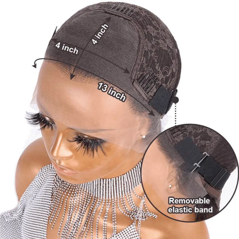 Short Bob Wigs Human Hair Lace Front Wig Brown Blonde Highlights