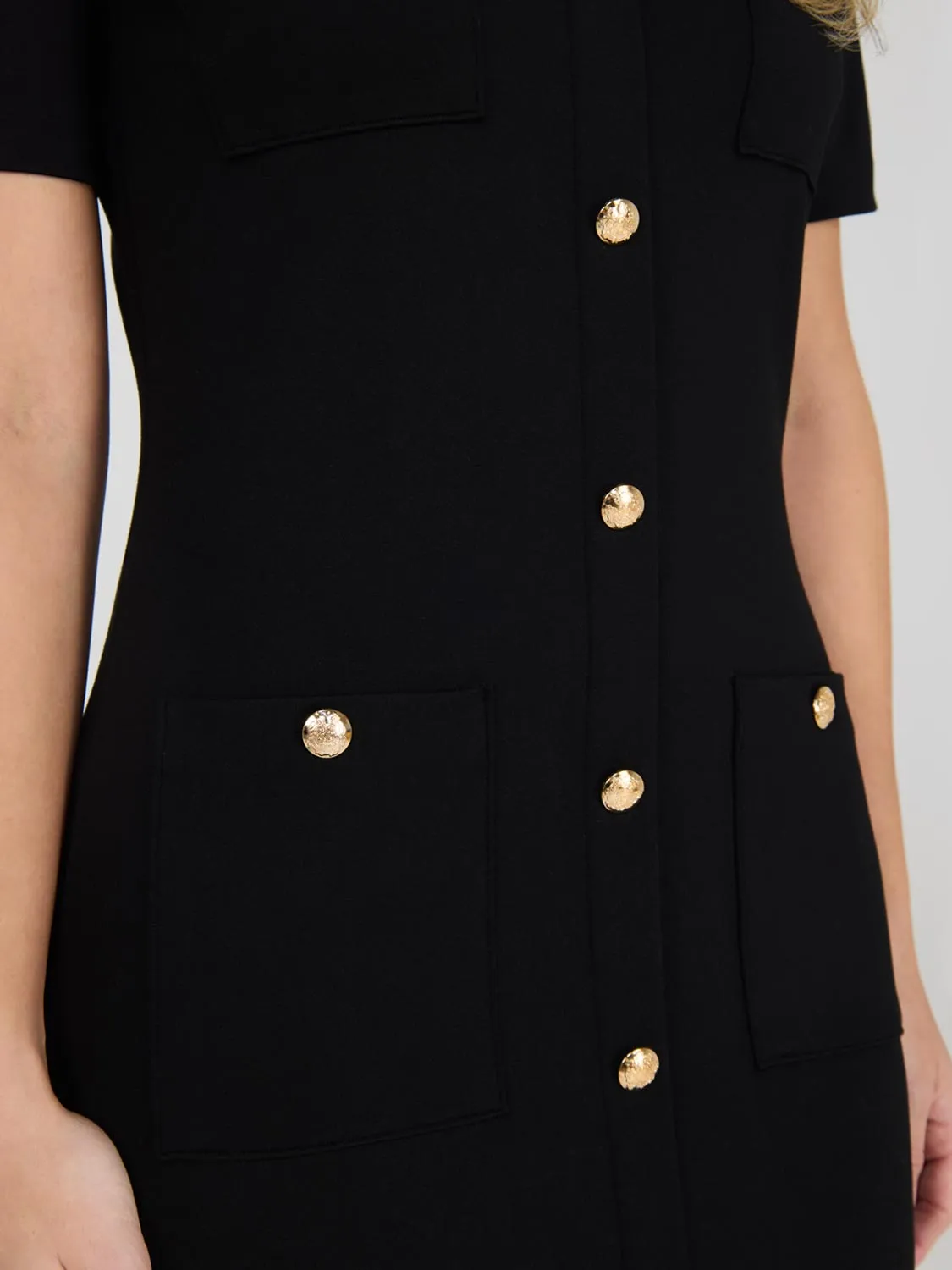 Short Sleeve Button-Front Dress