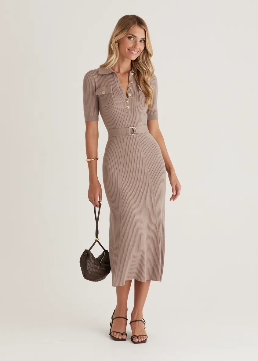 Siesta Knit Midi Dress - Mocha