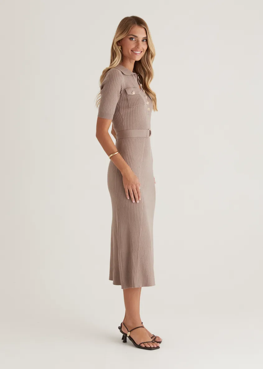 Siesta Knit Midi Dress - Mocha