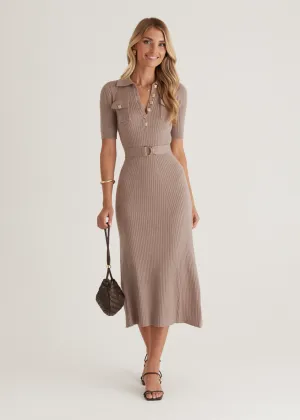 Siesta Knit Midi Dress - Mocha