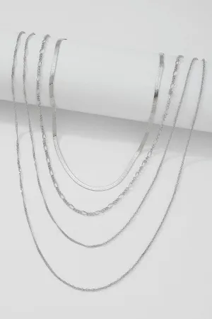Silver Layering Chain Necklace Set