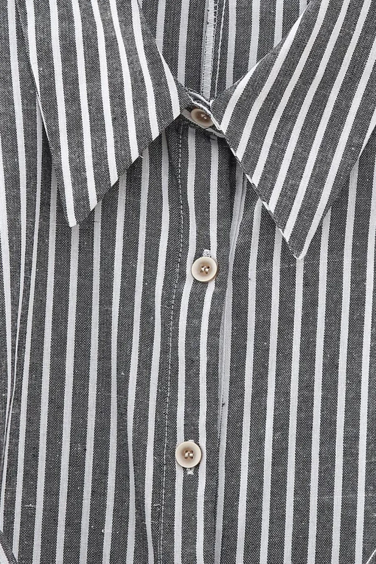 SKYLAR Striped Button-Down Dress W/ Belt (Deep Gray)