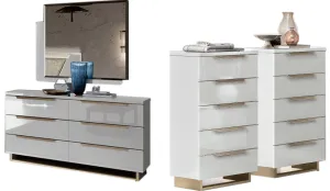 Smart Double Dresser White w/ Mirror & chest SET