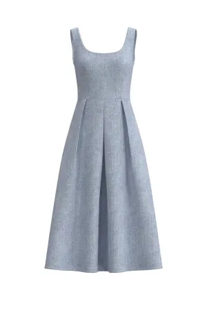 SQUARE-NECKLINE DRESS IN BLUE