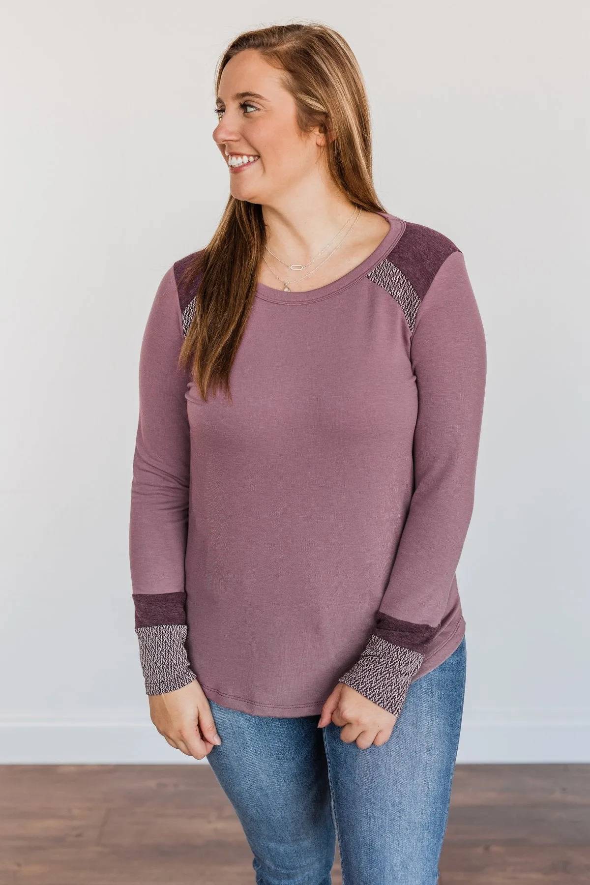Stepping Out Long Sleeve Top- Light Plum